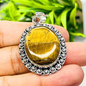 Pendentif en argent sterling massif 925 oeil de tigre pendentif en pierre précieuse bijoux en argent faits à la main bijoux oeil de tigre cadeaux de noël pour elle - Product Image 5