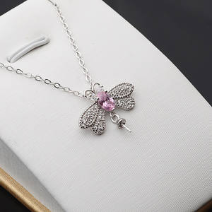 Collar con Colgante de Plata S925 para Mujer, con Doble Zirconia, Diseño de Insecto Libélula, Nuevo, Cadena para Clavícula 348, Perla, Colgantes de Moda DIY - Product Image 4