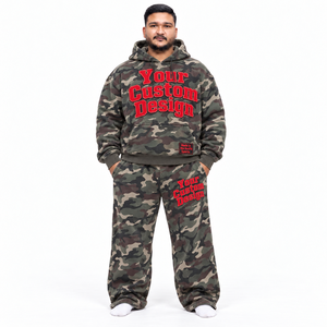Ensemble survêtement homme camouflage écologique respirant coupe ample streetwear avec logo personnalisé sur le devant – Vente en gros - Product Image 2
