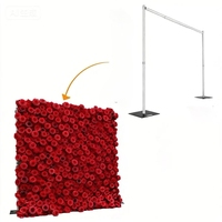 WINTINA 8*8ft Rouleau de toile de fond murale en fleurs artificielles de roses rouges en soie, écologique, durable, personnalisable pour arche, pour la maison, les mariages et les baby showers