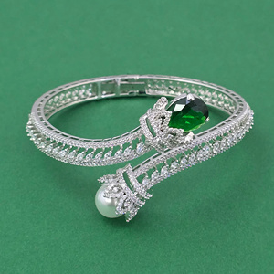 Artificial Fashion Jewellery Classic Cuff <b>Bracelets</b> with Cubic Zirconia Openable Kada Rhodium Plated Gift 443962 - Product Image 3