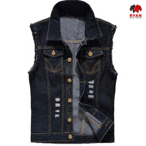 Ryan Pro Gear Nouveau design Gilet en jean unisexe sans manches écologique et tendance avec logo personnalisé Conception ODM - Product Image 6