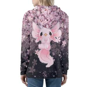 Sweat-shirt à capuche léger pour femme, broderie florale, manches longues, fermeture éclair, style streetwear, nouvelle mode - Product Image 4