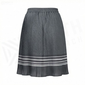 Falda plisada hasta la rodilla para mujer, diseño a cuadros, cintura elástica, tela de gasa, para todas las estaciones - Product Image 2