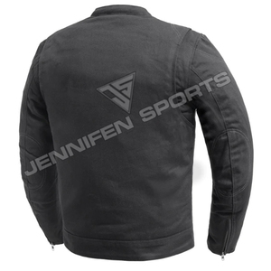 เสื้อแจ็คเก็ตมอเตอร์ไซค์ผ้าแคนวาสสีดำแบบกำหนดเอง 100% ผ้าฝ้าย สำหรับผู้ชาย ประสิทธิภาพสูงสุด - Product Image 2