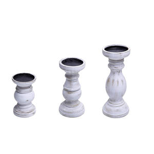 Venta al por mayor de madera blanca de socorro hecha a mano con forma hexagonal personalizable candelabro soporte conjunto hogar Navidad cumpleaños decoraciones - Product Image 1