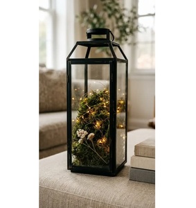 Gold Brass <b>Lanterns</b> Rectangle Shape Home Decoration Durable <b>Indoor</b> <b>Lighting</b> - Product Image 2
