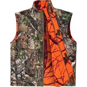 Chaleco de Caza Reversible Unisex con Camuflaje Naranja y Marrón, Cuello Alto, Cierre de Cremallera, Forro de Poliéster Suave, Ropa Exterior Informal - Product Image 1