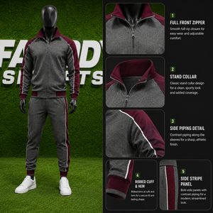 Wholesale Custom Men's 2 Piece Tracksuit Set Full Zip Jogging Suit Slim Fit Athletic Sports Wear Fleece Jogger <b>Pants</b> Sweatsuit - Product Image 5