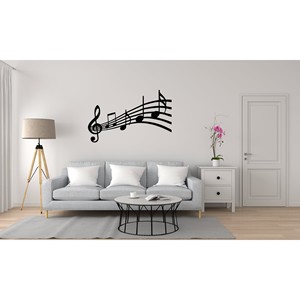 Décoration murale en bois de Sheesham avec notes musicales - Design artisanal en bois en forme de portative musicale - Product Image 1