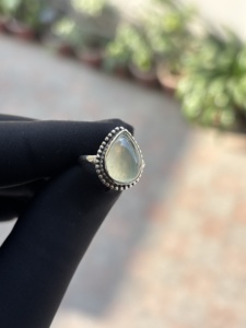 Natural Prehnite Gemstone <b>Ring</b> 925 Sterling Silver Handmade Vintage Style Pear Cabochon Healing <b>Crystal</b> Jewelry Gift for Women - Product Image 3