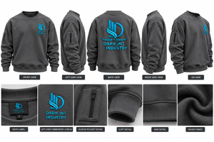 OARH_INT INDUSTRY เสื้อสเวตเชิ้ตคอกลมสีเทาเข้มสำหรับผู้ชาย ทรงปกติ ผ้าฝ้าย 100% ปักโลโก้ด้านหน้า สวมใส่สบายๆ ในฤดูใบไม้ร่วง - Product Image 6