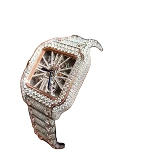 Montre mécanique de luxe en moissanite testeur de diamants montre glacée hommes lunette en acier inoxydable rappeur squelette montre femmes bas prix - Product Image 1