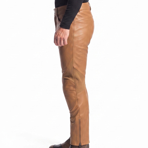 Wholesale Premium PU Leather Biker <b>Pants</b> for <b>Men</b> Elastic Waist Mid Slim Fit Fashion Motorbike <b>Pants</b> - Product Image 3
