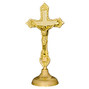 Cruz de Altar de Latón, Estatua Católica |   Crucifijo Ornamentado para Iglesia – DOUBLE VEE EXPORTS - Product Image 1