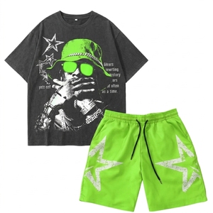 Conjunto Deportivo de Verano de 2 Piezas para Hombre, Transpirable, de Secado Rápido, Camiseta y Pantalones Cortos, Estilo Casual Vintage, OEM ODM - Product Image 4