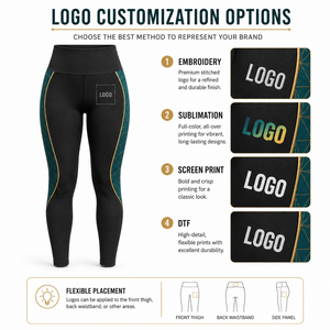 Leggings de yoga taille haute à découpes et surpiqûres contrastées en Spandex/Nylon, longueur intégrale, imprimé par sublimation bleu rose, extensibles dans les quatre sens - Product Image 4