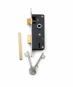 Kit de serrure à mortaise en acier avec insert en laiton finition noire et clés pour entrée résidentielle – Vente en gros - Product Image 1