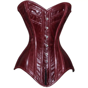 New Top Quality Heavy Duty Double Steel Boned Back Tight Lacing Overbust Long Torso Leather Corset - Product Image 5
