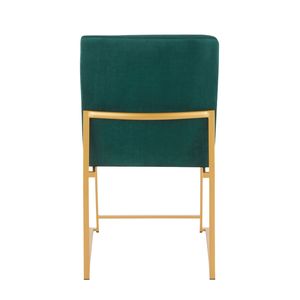Ensemble de 2 chaises de salle à manger contemporaines Fuji à dossier haut en velours doré et vert par High Back - Product Image 5