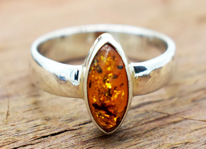 Anillo de Piedra Preciosa de Ámbar Báltico Natural, Anillo de Plata de Ley 925, Anillo de Promesa, Anillo de Regalo de Aniversario de Bodas, Joyería - Product Image 2