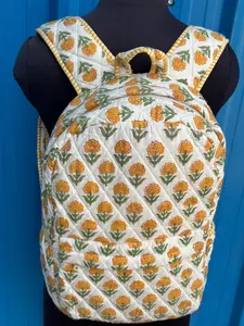 Mochila Blanca con Diseño Floral, Unisex, Plegable, Capacidad de 10 kg, Forro de Algodón Orgánico Ligero, Cierre de Cremallera, Ideal para Viajes de Lujo - Product Image 5