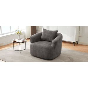 Poltrona Girevole da 97 cm, Divano Imbottito a 360 Gradi con Cuscino Decorativo, Arredamento per Soggiorno - Product Image 6