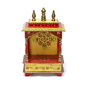 Solid Wood Pooja <b>Mandir</b> | Handmade Wooden Temple for Home | Hindu Prayer Altar | Indian Home Decor Living room KA844 - Product Image 2