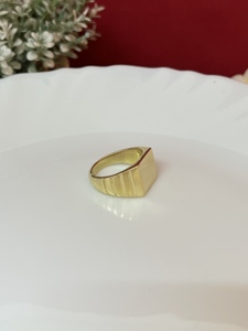 Anillo de Sello Cuadrado Plateado para Hombre al por Mayor, Anillo Clásico Rectangular en Blanco para Grabar, Joyería de Moda - Product Image 3