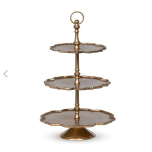 Support à gâteau de luxe doré fabriqué à la main rond à 3 niveaux support à dessert en métal cupcake pour les mariages célébration d'anniversaire - Product Image 1