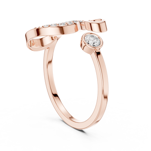 Bague en or rose avec diamant de laboratoire taille brillant rond, bijou de mariée minimaliste pour femme - Product Image 1