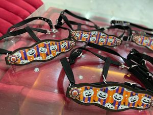Harnais de cheval en cuir sur le thème d'Halloween personnalisé, robuste et réglable, équipement durable, prêt à être expédié - Product Image 5