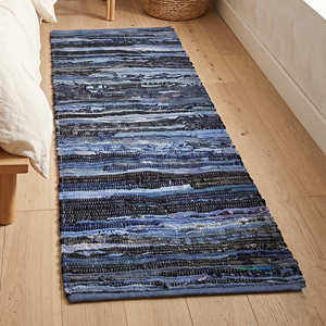 Tapis d'intérieur marocain en coton recyclé, motif losanges, 5' x 8', pour salon, style bohème, scandinave et contemporain - Product Image 2