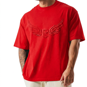T-shirt homme oversize bleu marine avec ailes en relief et logo R, manches courtes, coupe décontractée, col rond, design sur le devant - Product Image 5