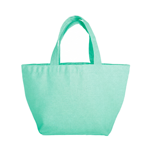 Mini sac fourre-tout en toile de coton, taille moyenne, avec poignée épaule, vert menthe, vierge, personnalisable avec logo brodé ou sérigraphié, vente en gros - Product Image 1