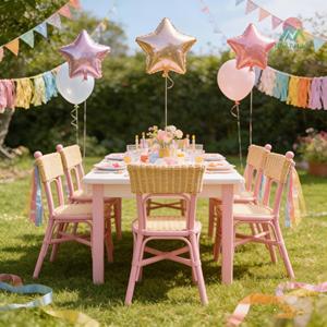 Chaise carrée en rotin rose pastel empilable, idéale pour la location événementielle – Offre spéciale - Product Image 3