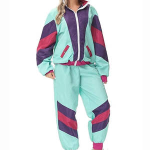 Ensemble de survêtement en nylon épais pour femme avec logo personnalisé, coupe ample, veste zippée, plusieurs couleurs, grandes tailles, couleur unie - Product Image 3