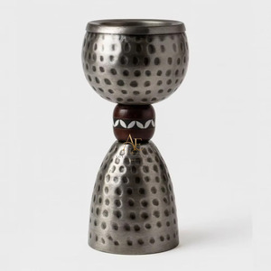 Hammered Theme Metal Incense <b>Burner</b> Antique <b>Silver</b> With Intricate Wooden Accent, A Stylish And Durable Piece For Home Decoration - Product Image 1