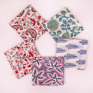Craftjaipur Summer Collection Eco-Friendly Cotton Hand Block Printed Floral Pattern Breathable <b>Tie</b> <b>Back</b> Multifunctional Bandana - Product Image 3