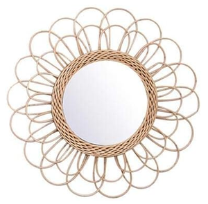 Vietnam Modern Rattan Floral Round Mirror Handmade <b>Wall</b> <b>Decor</b> - Product Image 1