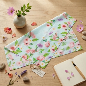 [K-ESSENTIALS] Mouchoir de poche vintage en coton ASA des années 60, motif floral rose, imprimé floral antique, doux et de qualité supérieure - Product Image 1