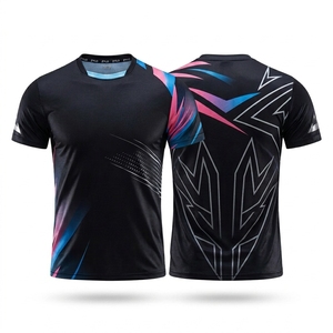 Wholesale Quick-dry Breathable <b>Table</b> <b>Tennis</b> Badminton Jersey Summer Short Sleeve Gym Unisex V-neck Spandex Mesh - Product Image 2