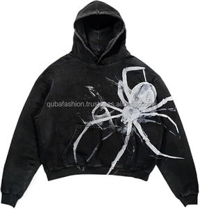 <span class=keywords><strong>Felpa</strong></span> con Cappuccio Oversize Personalizzata con Grafica <span class=keywords><strong>Ragno</strong></span> Nero, Pullover Streetwear Pesante per <span class=keywords><strong>Uomo</strong></span> e Donna - Product Image 5