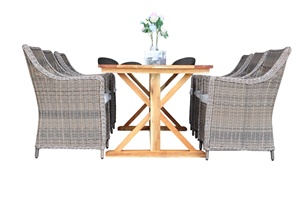 Juego de comedor de ratán polivinílico de diseño moderno para uso en exteriores para el hogar, Hotel, granja o villa, muebles para juegos de comedor - Product Image 4