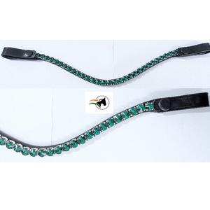 สายคาดศีรษะม้าคริสตัลริโวลี่ขนาด 10 มม. พร้อมกระดุมแบบกดติดแน่น ปลดเร็ว หนังแท้ อุปกรณ์ขี่ม้า - Product Image 1