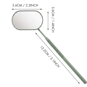 Oval Wide Angle Eyelash Extension <b>Mirror</b> Professional Lash Inspection <b>Mirror</b> Stainless Steel Non Slip Handle Lighted Silver - Product Image 2