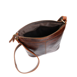 Distressed Brown <b>Leather</b> Crossbody Bag – Minimalist Unisex Shoulder <b>Purse</b> - Product Image 2