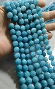 Cuentas de Jade Malayo Azul, Lisas y Redondas, Piedras Preciosas Naturales para la Fabricación de Joyería DIY, Venta al Por Mayor - Product Image 3