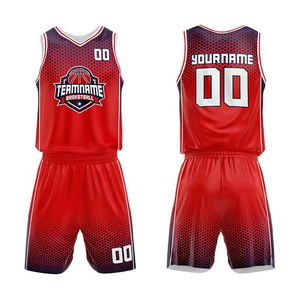 Uniformes de Baloncesto Personalizados de Poliéster para Hombre, Jersey y Pantalones Cortos Transpirables de Secado Rápido, Conjuntos Deportivos con Cuello en V - Product Image 3