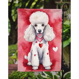 Drapeau de jardin multicolore Bannière Caniche blanc My Valentine Artwork for Patio Yard Flower Beds Mailbox Decorative Flag - Product Image 3